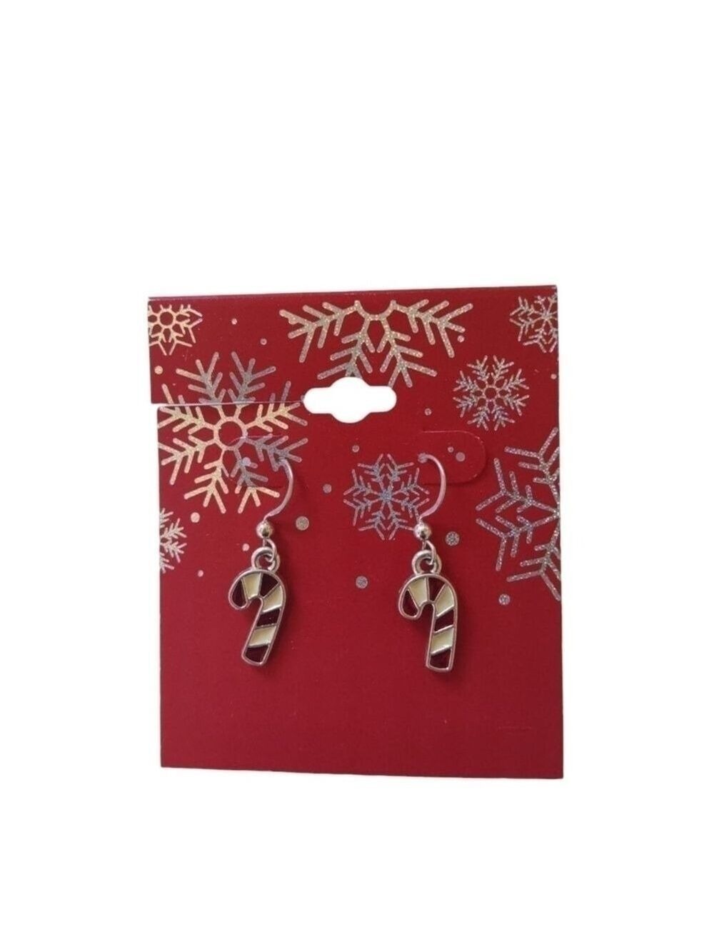 Kohl's Women's Candy Cane Earrings Red Silver Tone